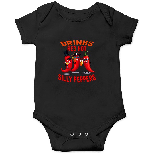 drinks red hot silly peppers Onesies