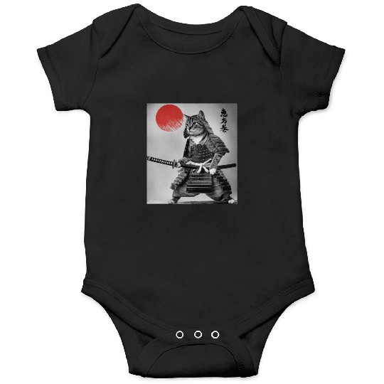 Kawaii Japanese Samurai Cat Vintage Japanese Cat Onesies