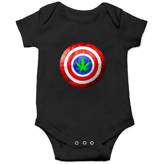 Captain Cannabis Shield Red White Blue and Green Onesies
