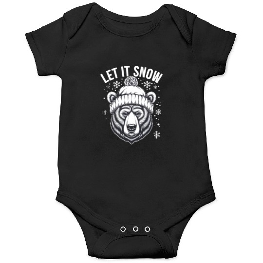 Let It Snow Bear Onesies, Winter Bear Graphic Onesies,