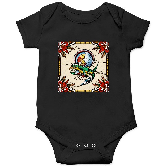 Dragonbird in Stained-Glass Garden" Onesies