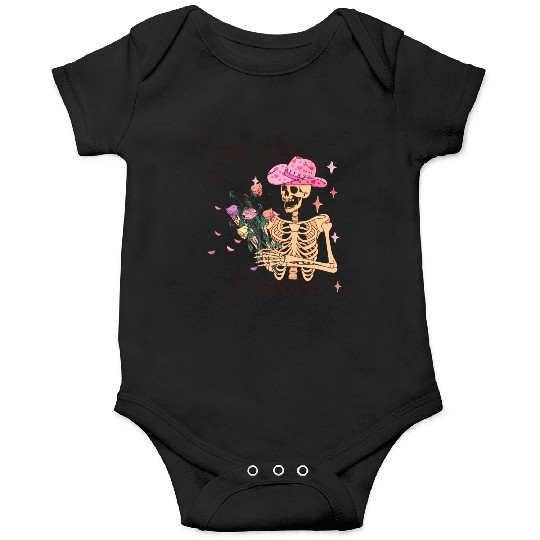 Funny Cowboy Skeleton with Flowers Onesies