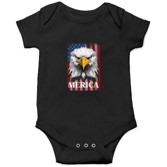 American Flag Patriotic Eagle 4th of July Merica Onesies