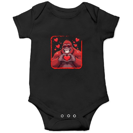 Heart Valentines Day Bigfoot Design Boys Kids Onesies