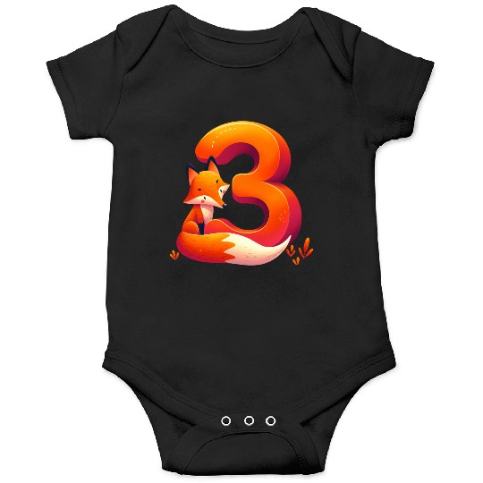 Creative Fox and Number 3 Kids Design Onesies