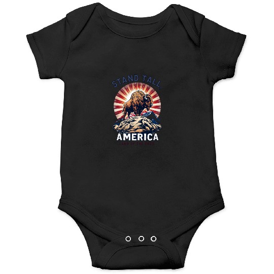 Stand Tall America Land Of The Free Buffalo Onesies