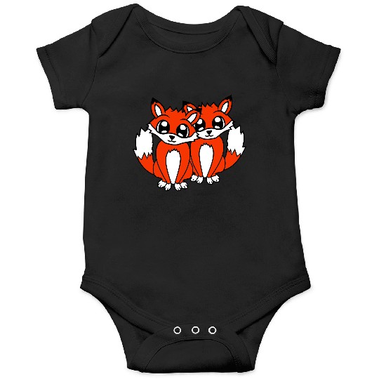 2 Foxes Friends Red Fox Two Wild Animals Team Crew Onesies