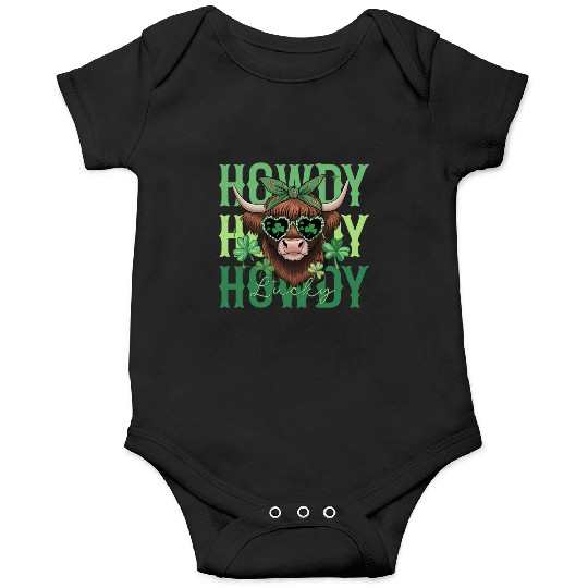 Howdy Howdy Lucky Highland Cow St Patricks Day Onesies