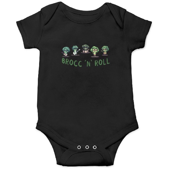Rock And Roll Broccoli Fun Guitar Rock Band Humor Onesies