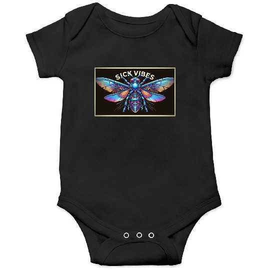 Futuristic Cyberpunk Mecha Moth with Neon Wings Onesies