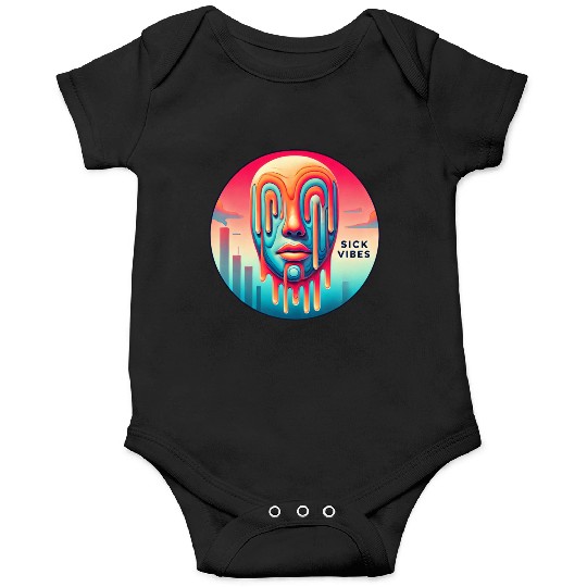 Surreal Melting Face Psychedelic Art - Sick Vibes Onesies