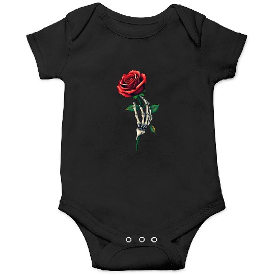 Skeleton Hand Holding a Rose: Beauty in the Dark Onesies