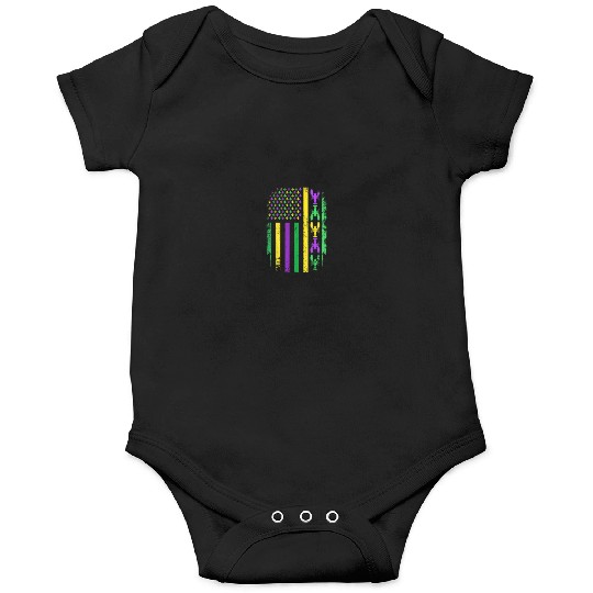 Mardi Gras US American flag with crawfish New Onesies