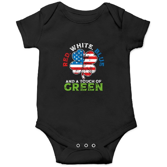 Red White Blue and a Touch of Green Irish USA Onesies