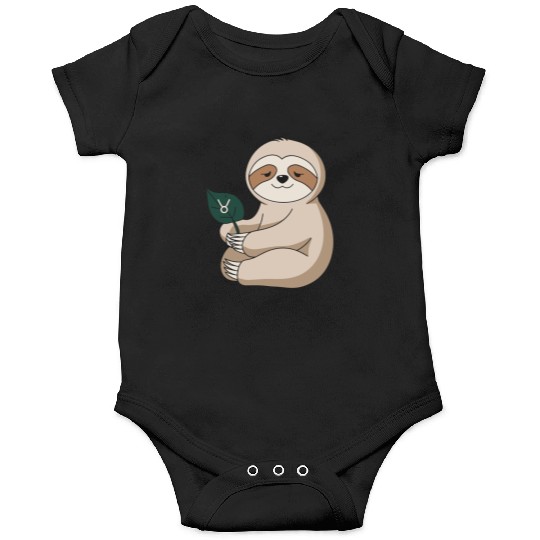 Taurus Zodiac Sloth Holding Leaf Onesies