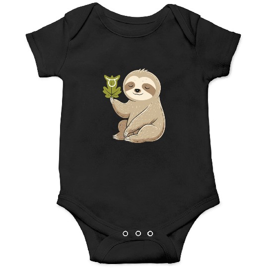 Taurus Zodiac Sloth with Leaf Symbol Serenity Onesies