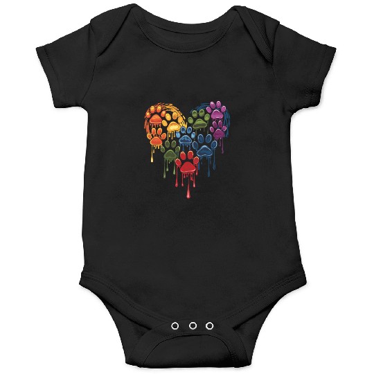 Colorful Paws Heart for Dog Lovers and Owners Onesies