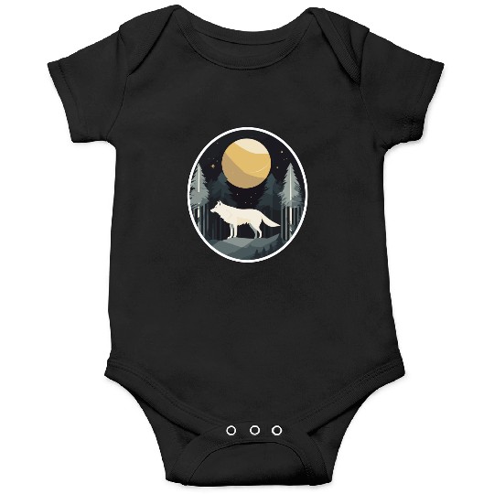 Lone Wolf Under Moonlit Sky Onesies