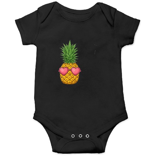 A cute pineapple with heart-shaped sunglasses. Onesies