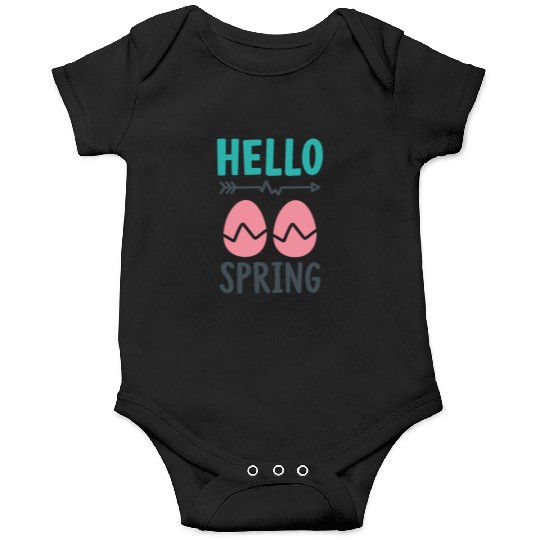 Hello Spring - Spring Design with Easter Eggs Onesies