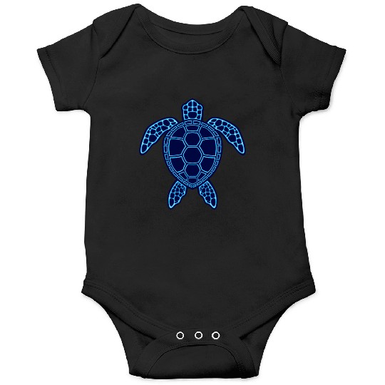 Blue Neon Lava Sea Turtle Design Onesies