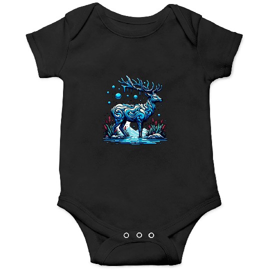 Majestic Blue Deer in Enchanted Forest Onesies