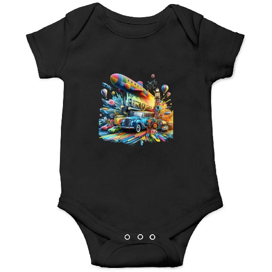 Multi-Colored Vehicles Onesies