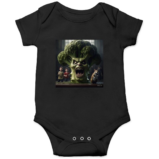 a hyper realistic cinematicmean broccoli. Onesies