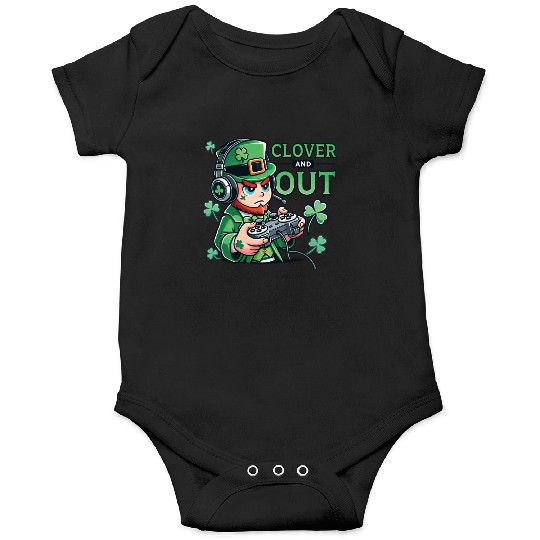St. Patrick's Day Gaming Design Clover And Out Onesies