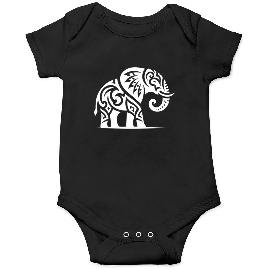 Elegant Tattoo Elephant With Large Tusks Onesies