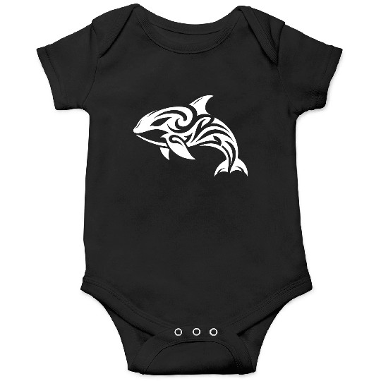 Sleek Elegant Orca T Tattoo Style Onesies