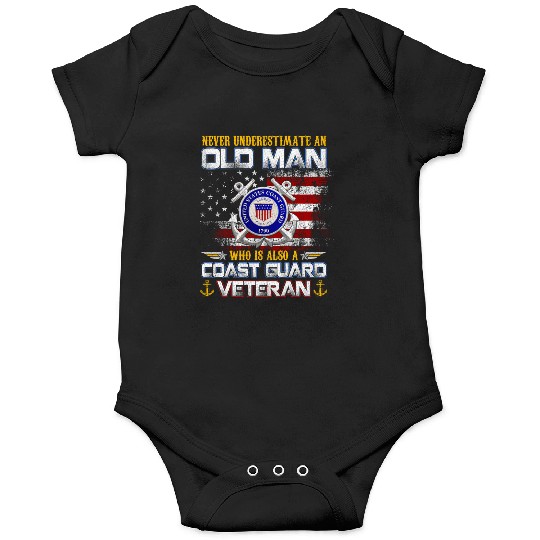 Never Underestimate Old Man US Coast Guard Veteran Onesies