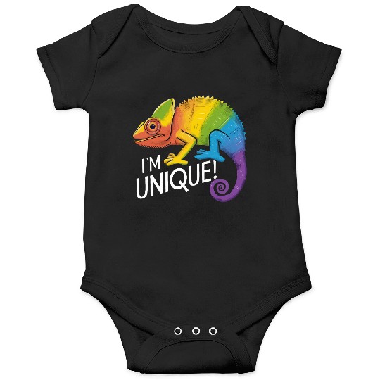 Rainbow Chameleon - "I'm Unique!" Colorful Animal Onesies