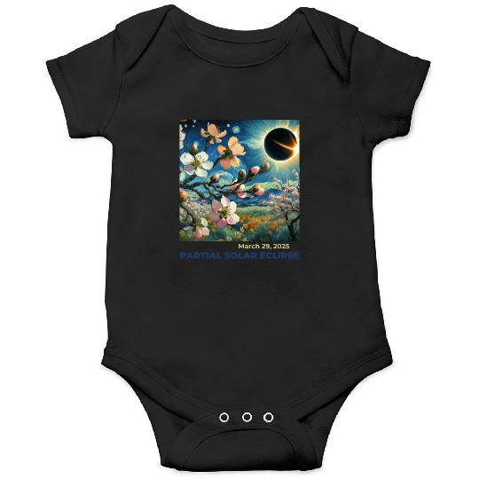 March 29, 2025 Partial Solar Eclipse Blossoms Onesies
