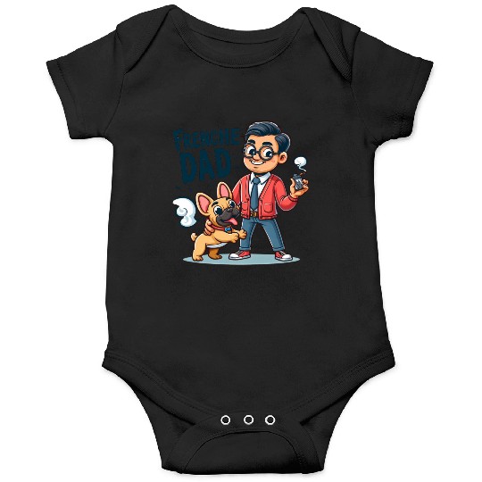 Frenchie Dad Cartoon Design Onesies