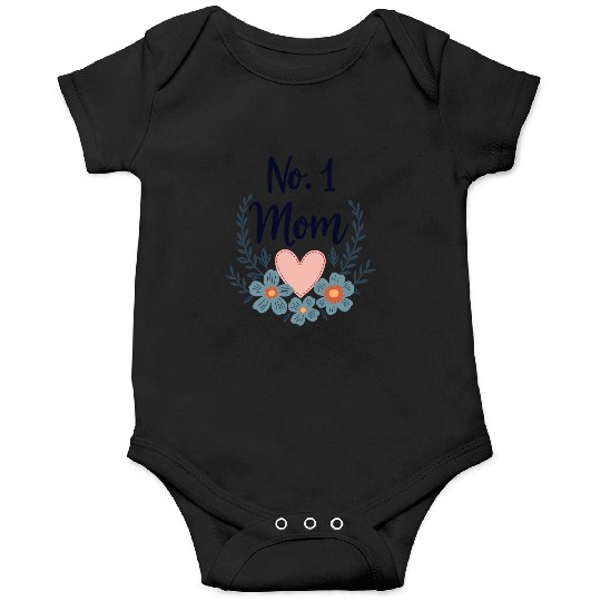 Best Mom No 1 Mom - Heart & Flowers Gift Idea Onesies