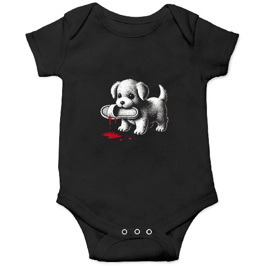 Cute Puppy with Slipper Onesies Dark Humor Dog Lover