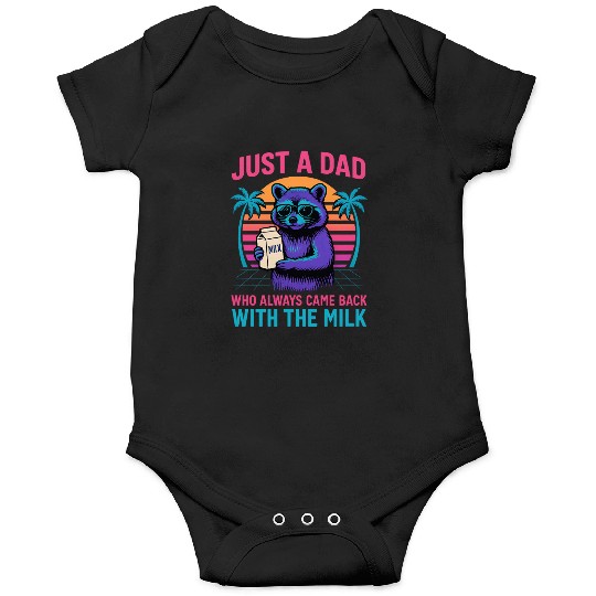 Just A Dad With The Milk – Vaporwave Retro Raccoon Onesies