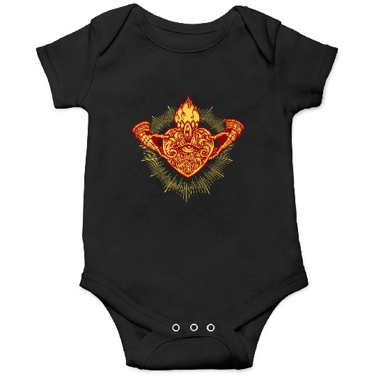 Sacred Heart Claddagh Symbol - Fire Onesies