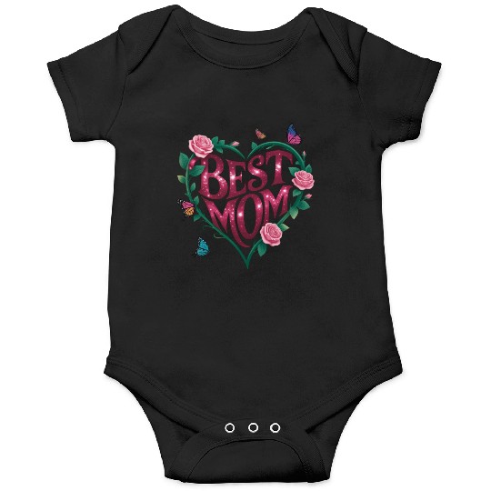 Trendy Best Mom Ever, Mother's Day Heart Floral Onesies