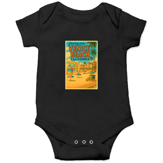Venice Beach Vintage Postcard Onesies