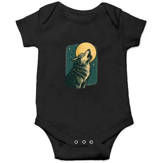 Lone wolf howl at the moon Onesies