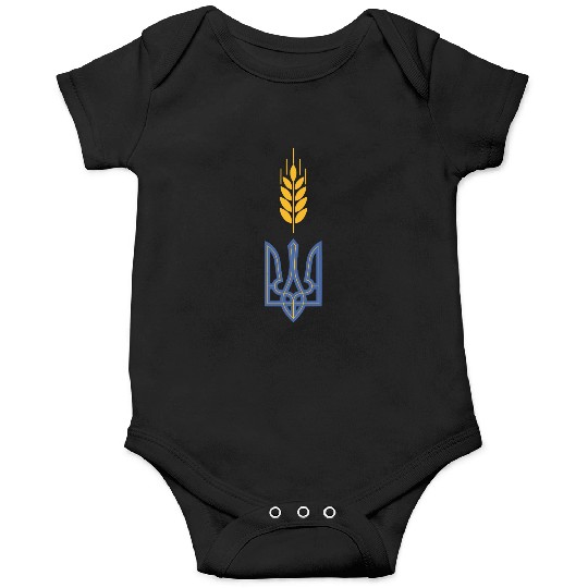 Ukraine Trident Wheat Symbol Ukrainian Heritage Onesies