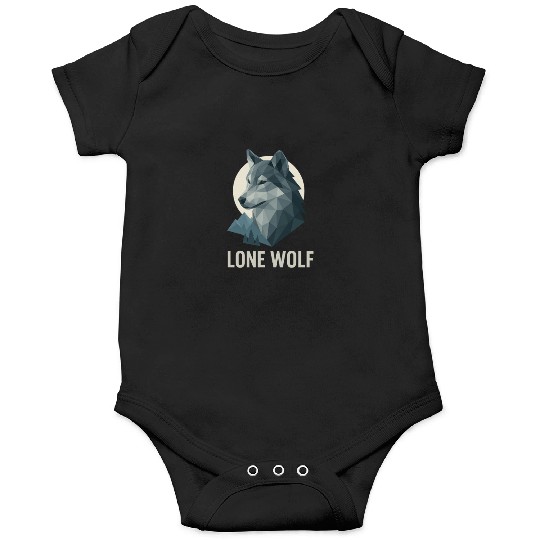 Lone Wolf – Geometric Wolf Head under Moon Wildern Onesies