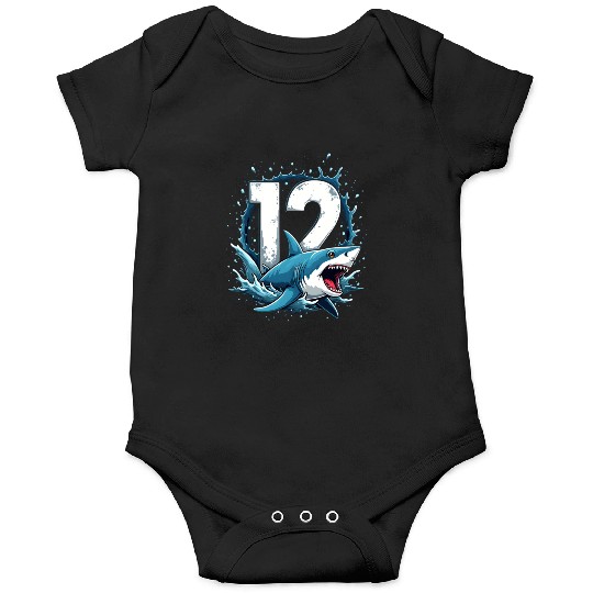 Shark Children Birthday Number 12 Splashing Fun Onesies