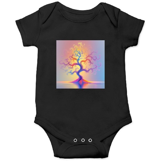 Psychedelic Tree of Light –Minimal Abstract Nature Onesies