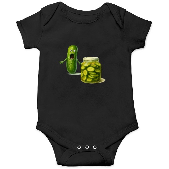 Funny Pickle Cartoon Cute Dill Pickle Jar Reaction Onesies