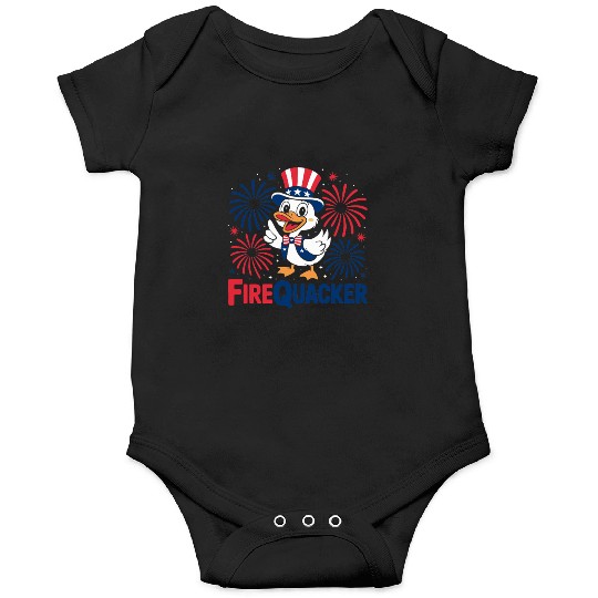 Womens Duck Firequacker Patriotic Fourth of July I Onesies