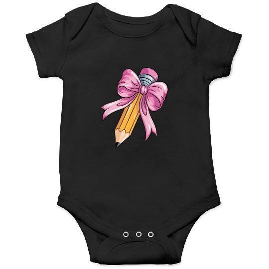 Teacher Coquette Bow Pencil Bow Onesies
