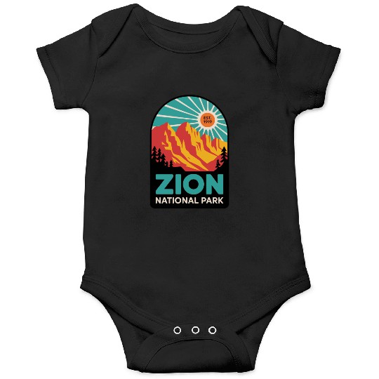 Zion National Park Retro Sunset Art Onesies